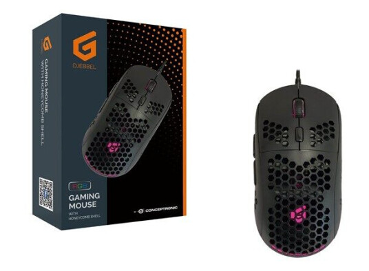 Conceptronic DJEBBEL04B 6D Gamingmus med Honeycomb Shell - Svart