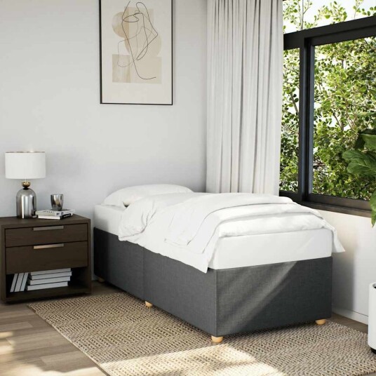 Sengeramme uten madrass mørkegrå enkelt stoff 8721102696466 Sengeramme uten madrass mørkegrå enkelt stoff 8721102696466