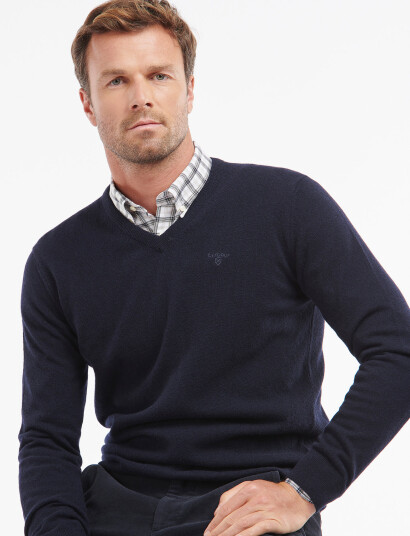 Barbour Barbour Essential Lambswool V Neck Sweater - Navy - XXL Barbour Barbour Essential Lambswool V Neck Sweater - Navy - XXL