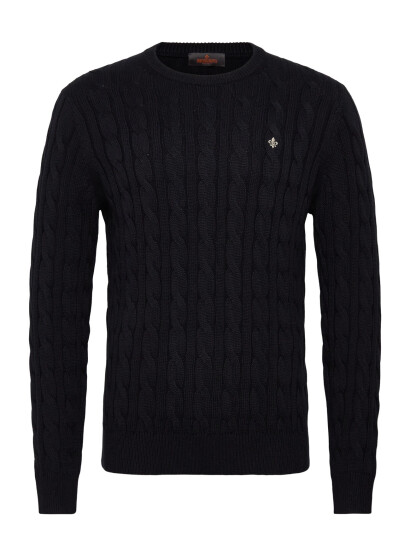 Morris Nathan Cable Oneck - Navy - XL