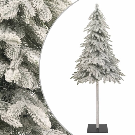 vidaXL Kunstig juletre med flokket snø slankt 210 cm
