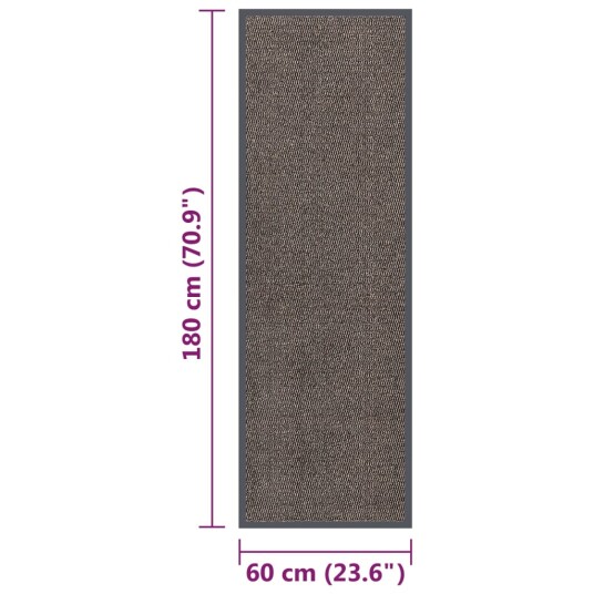 vidaXL Tuftet dørmatte 60x180 cm mørkebrun