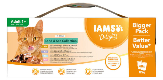 Iams Delights Adult I Gelè Eller Saus 48 X 85 G Land & Sea Collection I Saus