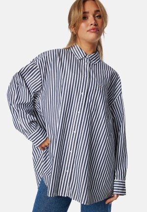 TOMMY JEANS Tjw Ovs Pinstripe Shirt C1g Dark Night Navy / STRIPEST XS TOMMY JEANS Tjw Ovs Pinstripe Shirt C1g Dark Night Navy / STRIPEST XS