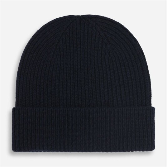 Joshua Ellis Rib Knit Cashmere Beanie Hat Navy Joshua Ellis Rib Knit Cashmere Beanie Hat Navy