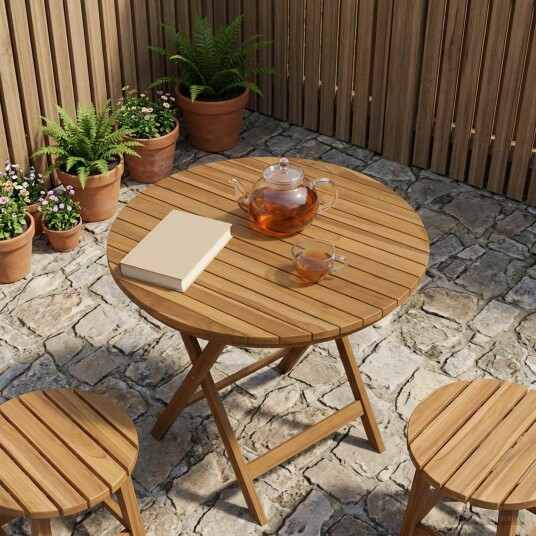 vidaXL Bordplate Ø 60 x 3,5 Rund Massivt Teaktre Naturlig vidaXL Bordplate Ø 60 x 3,5 Rund Massivt Teaktre Naturlig