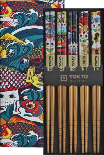 Tokyo design studio Spisepinner gavesett, 5 par, lucky & koinobori Tokyo design studio Spisepinner gavesett, 5 par, lucky & koinobori
