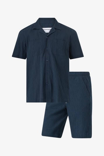 Lindbergh   Sett Seersucker S/S   Blå