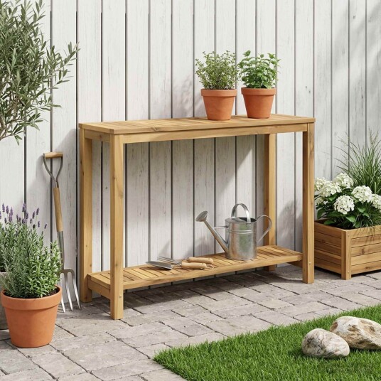 vidaXL Hagekonsollbord Hvitvasket 108,5 x 35 x 75 cm Solid akasietre
