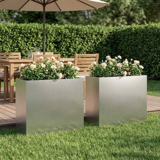 vidaXL Hageblomsterpotte 2 stk. Sølv 50 x 20 x 40 cm Rustfritt stål