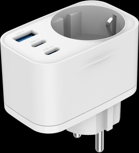 Sign Veggadapter 30w Med Strømuttak Usb-C Usb-A Hvit