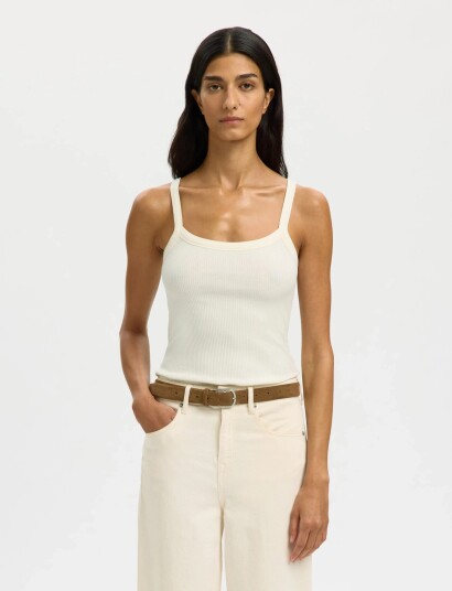 Selected Slwcelica Anna Strap Tank Top Noos Cream XL