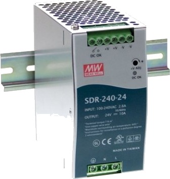 Mean Well SDR 240 24 Din Skinne Strømforsyning 240W Aktiv PFC