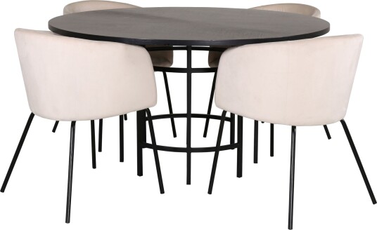 Copenhagen Matgruppe 140 cm Rund med 4 Berit stoler - Beige