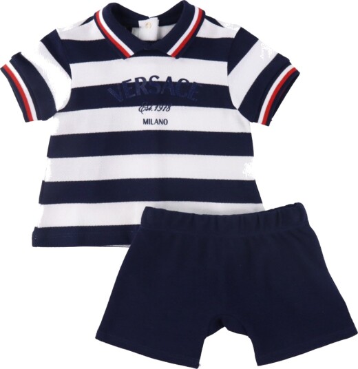 Versace Polo/Shorts   Navy/Hvit Stripet   Versace   6 9 md   Shorts Blå   68 74