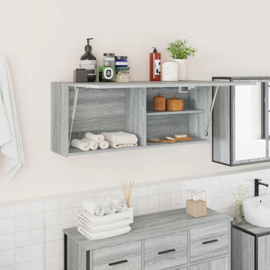 vidaXL Veggskap til baderom grå sonoma 100x25x40 cm konstruert tre vidaXL Veggskap til baderom grå sonoma 100x25x40 cm konstruert tre