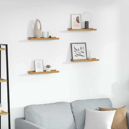 Vegghylle med hylle 4 pcs Beige 40 x 9 x 3 cm Konstruert tre