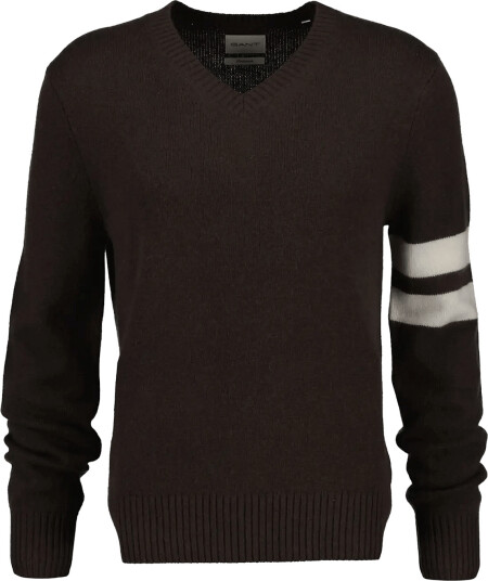 Gant Cashmere Striped V-Neck - Brown - XL