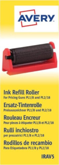 Avery Blekkpatroner til prispistol , Til PL1/8 og PL2/18, 58 x 161 mm - Blekktrommel Svart