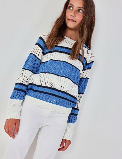 Boboli Knitwear Pullover Striped For Girl Blue 92