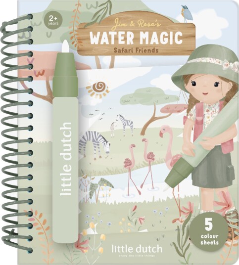 Little Dutch Rosa Safari Fargeleggingsbok Water Reveal