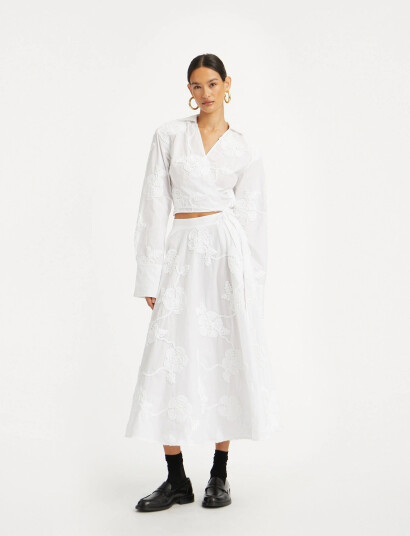 ROTATE Birger Christensen Wrap Cotton Shirt - White - 38