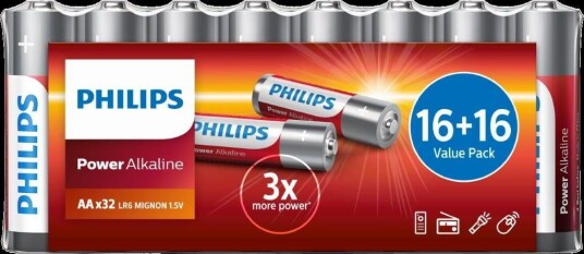 Philips Alkaline AA Batterier 32-pakning - 1,5 V Engangsbatterier Philips Alkaline AA Batterier 32-pakning - 1,5 V Engangsbatterier