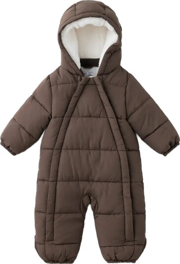 Mango Quilted Zip Up Jumper DARK BROWN 6 9M Mango Quilted Zip Up Jumper DARK BROWN 6 9M