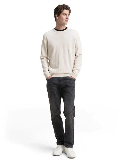 Tom Tailor Basic Crewneck Knit - Cream - XXL Tom Tailor Basic Crewneck Knit - Cream - XXL