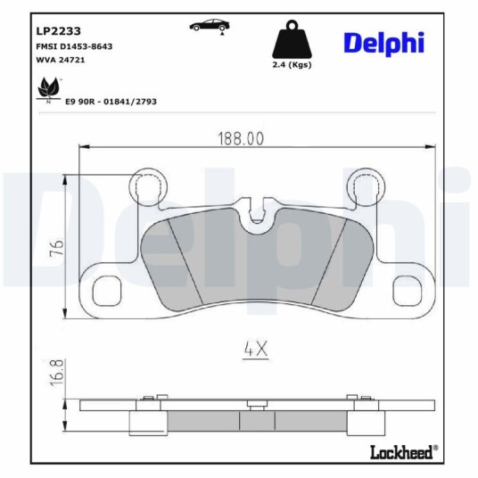 Bremseklosser DELPHI LP2233 Bremseklosser DELPHI LP2233