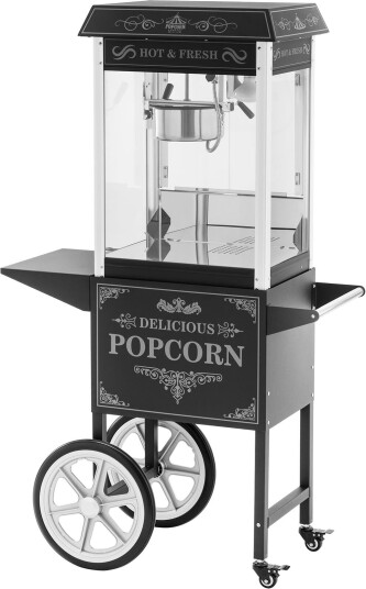 Royal Catering Popcornmaskin med vogn Retrodesign 150 / 180 °C svart RCPW-16E-2F Royal Catering Popcornmaskin med vogn Retrodesign 150 / 180 °C svart RCPW-16E-2F