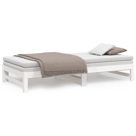 vidaXL Uttrekkbar dagseng hvit 2x(90x200) cm heltre furu