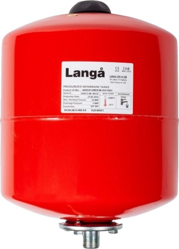 Langå trykkekspansjonstank 19L, Ø270x385 mm, oppvarming
