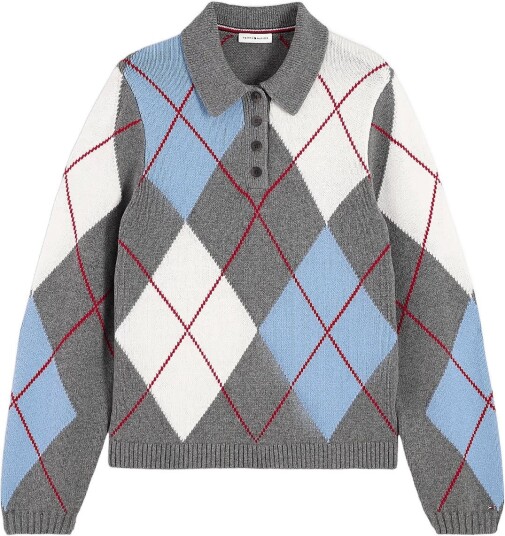 Tommy Hilfiger Argyle Prep New Polo Ls Grey S