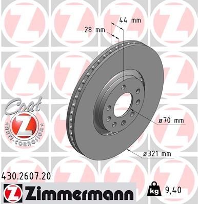 Bremseskive ZIMMERMANN 430.2607.20