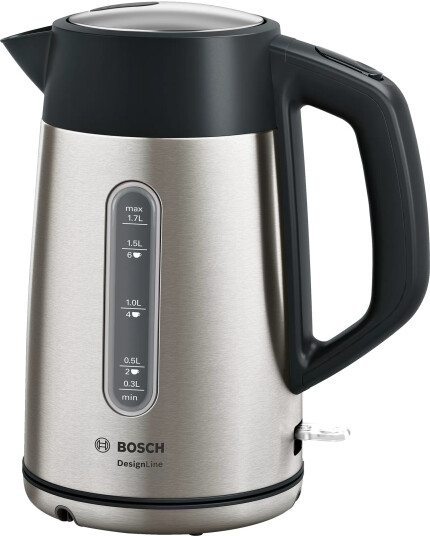 Bosch DesignLine 1.7L Elektrisk Vannkoker 2400W Rustfritt Stål og Svart