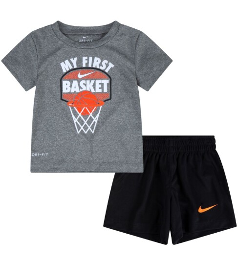 Nike Shorts Sett T skjorte/Shorts My First Basketball Svar 12 md Shorts Grå Svart 80