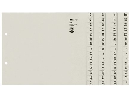 Leitz 13040085 Alphabetic Tab Index Papir Grå 100 G/M? 240 Mm 20 Cm