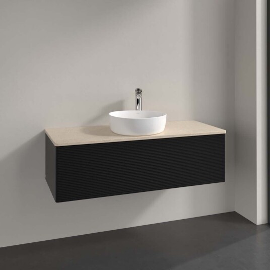 Villeroy & Boch Antao Servantskap med 1 skuff 120x50x36 cm m/lys Sort Matt/Crème Villeroy & Boch Antao Servantskap med 1 skuff 120x50x36 cm m/lys Sort Matt/Crème