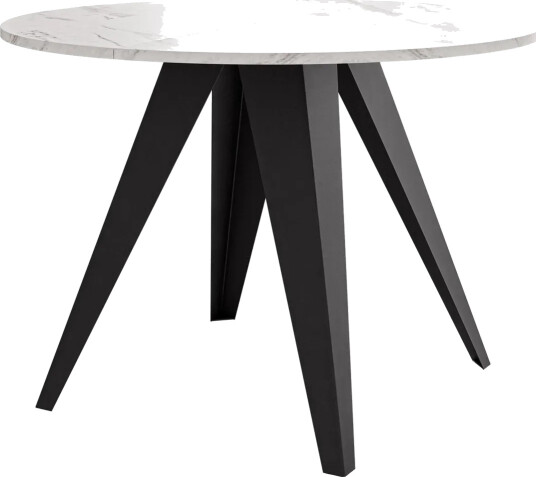 Hoban Spisebord rundt uttrekkbart 100-138 cm - Svart, hvit (hvit bordplate i marmor)