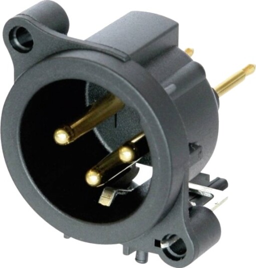 Neutrik Nc3maav Xlr-Stik Flangestik Kontakter Lige Poltal: 3 Sort 1 Stk