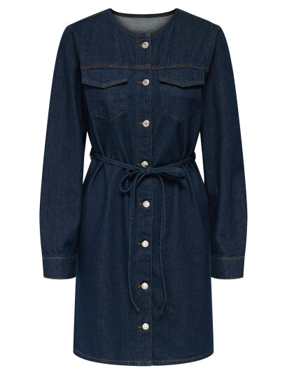 ONLY Onlminnie No Collar Belt Denm Dress - Navy - S ONLY Onlminnie No Collar Belt Denm Dress - Navy - S