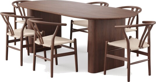 Noira spisegruppe uttrekkbar 160–220 cm valnøtt med 6 Dastoori spisestoler Valnøtt Noira spisegruppe uttrekkbar 160–220 cm valnøtt med 6 Dastoori spisestoler Valnøtt