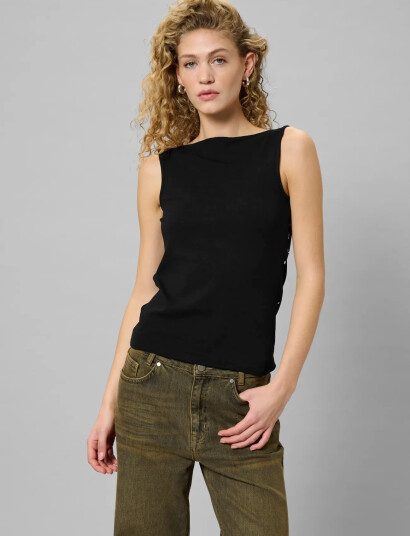 My Essential Wardrobe Mwgiggo Waterfall Top - Black - XS