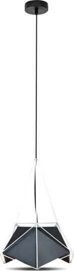 E27 Prism pendellampe   Sort skjerm med hvit ledning Ø40cm metall uten lyskilde