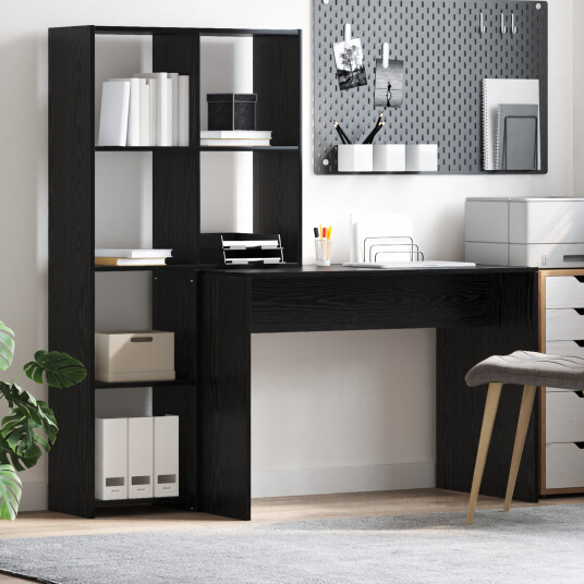  Skrivebord Svart eik 138.5 x 55 x 143 cm Konstruert tre