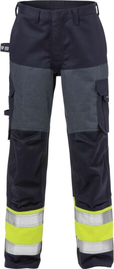 Fristads Flame bukser høy synlighet dame cl 1 2591 FLAM Hi Vis Gul / Marineblå 50