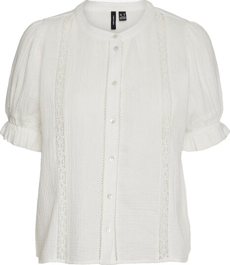 Vero Moda Bluse vmNatali 2/4 Lace Short Top Wvn Hvit