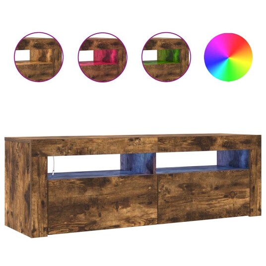 vidaXL TV-benk med LED-lys røkt eik 120x35x40 cm vidaXL TV-benk med LED-lys røkt eik 120x35x40 cm