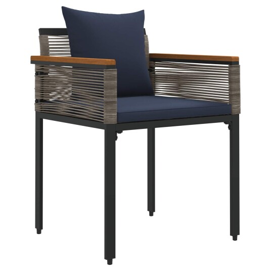 Utemøbelsett med pute 3 pcs Grå og marineblå PE Rattan